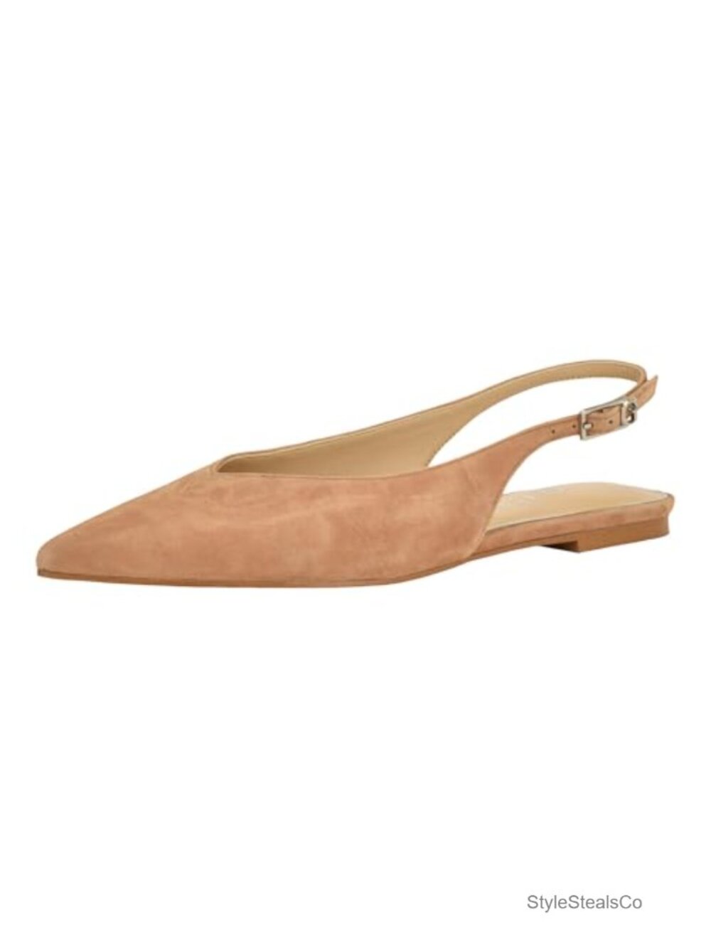 Slingback Flats Pointed Toe Suede Buckle Comfort Casual Dress Shoes